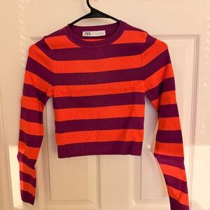 ZARA striped cropped sweater - long sleeve